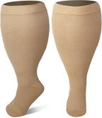 LEOSTEP Wide Calf Compression Socks for Men & Women, Plus Size Knee High Stockings Support for Circulation, Running, Sports