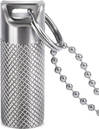 Opret Titanium Pill Container with Keychain & Necklace, Waterproof Pill Case for Emergency Aspirin & Nitroglycerin, Mini Pill Holder for Travel Purse Pocket EDC Accessory