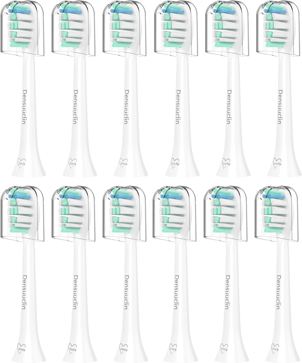 Toothbrush Replacement Heads for Philips Sonicare and More Click-on Handles 12 Pack White
