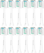 Toothbrush Replacement Heads for Philips Sonicare and More Click-on Handles 12 Pack White