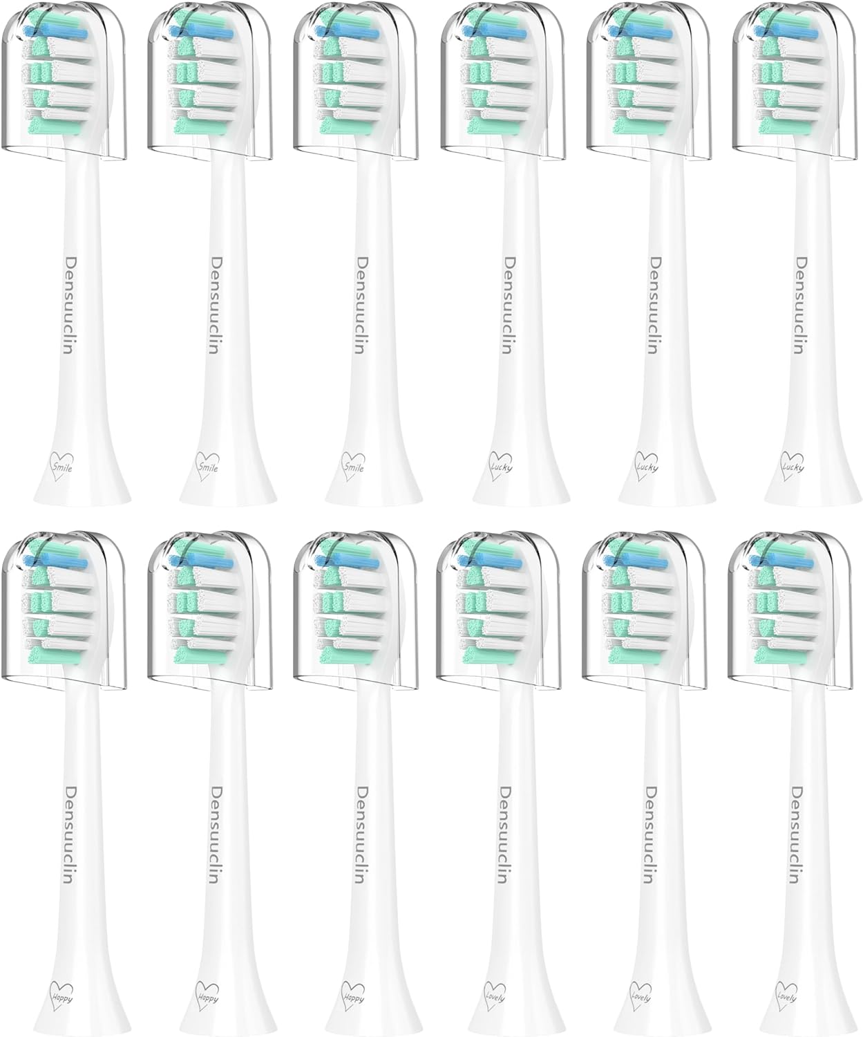Toothbrush Replacement Heads for Philips Sonicare and More Click-on Handles 12 Pack White