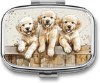 Three Small Dogs Print Pill Box Medicine Pill Organizer Small Pill Case Travel Pill Container Portable Pill Case for Pocket 2 Compartment Pill Holder Pill Boxes for Travel