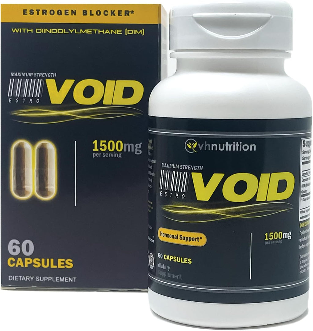 VH Nutrition ESTROVOID | Estrogen Blocker for Men | 1500mg Max Strength Natural Aromatase Inhibitor* W/ DIM, Longjack, Ashwagandha, Eleuthero, Cordyceps, Rhodiola, & Panax Ginseng