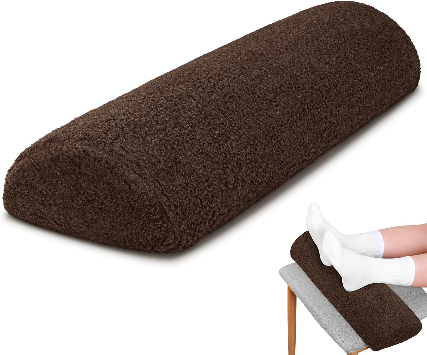 Sintuff Recliner Leg Rest Cushion Sofa Footrest Pillow with Cover Half Moon Bolster Pillow Under Knee Pillow for Sleeping On Back Alleviating Pain, 19.7 x 8 x 3.5 Inch (Coffee)