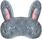 Cute Animal Sleeping Mask Sleep Mask, Soft Plush Rabbit Eye Mask for Travel Nap Sleeping Blindfold Eye Cover Eyeshade for Adult Kids Girls Teens Men Women - Rabbit, Gray