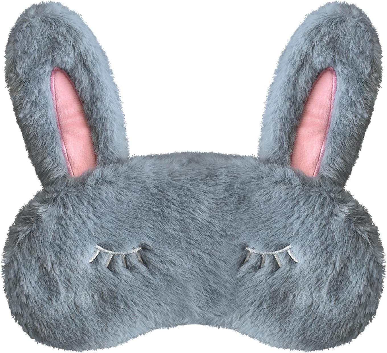 Cute Animal Sleeping Mask Sleep Mask, Soft Plush Rabbit Eye Mask for Travel Nap Sleeping Blindfold Eye Cover Eyeshade for Adult Kids Girls Teens Men Women - Rabbit, Gray