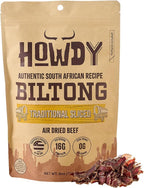Howdysnax Handcrafted Authentic Small Batch Beef Biltong Traditional Slices 8oz. Sugar Free Paleo Keto Friendly High Protein Jerky Snack (8oz Packs)