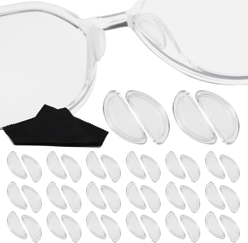 Adhesive Eyeglass Nose Pads Clear Non Slip Silicone Nose Pads for Glasses Grips Non Slip Soft Stick on Glasses Nose Pad Replacement Anti Slip Nose Pieces for Sunglasses 20Pairs
