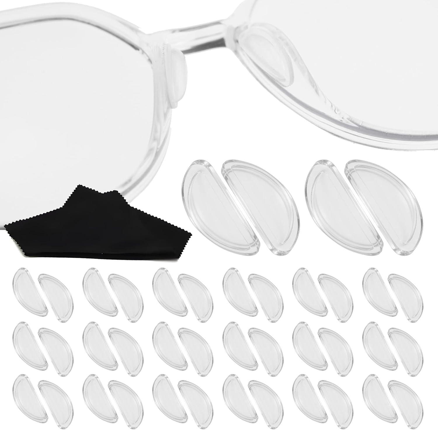 Adhesive Eyeglass Nose Pads Clear Non Slip Silicone Nose Pads for Glasses Grips Non Slip Soft Stick on Glasses Nose Pad Replacement Anti Slip Nose Pieces for Sunglasses 20Pairs