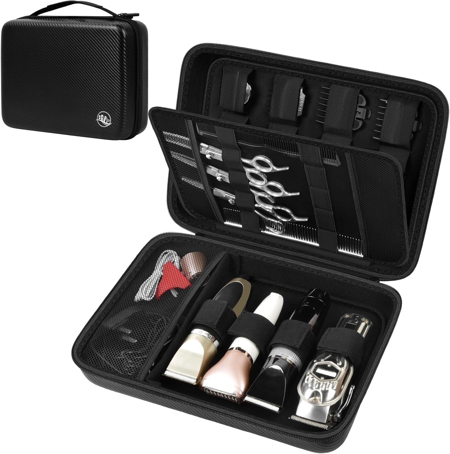 Boobowl Hard Travel Case for Hair Clippers, Hair Cutting Barber Supplies Organizer Bag, Trimmer Storage Holder for Ufree/for Wahl/for Andis Men Razor Guard Grooming Kits -Black