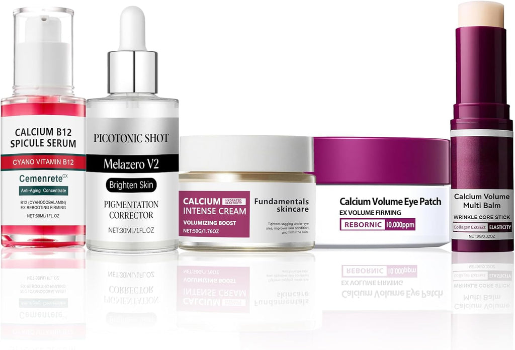 Calcium Daily Care Skin Set with Calcium Multi Balm Stick – Gentle Firming & Moisture Routine for Smooth, Comfortable-Looking Skin, Daily Use Skincare Collection, Travel-Friendly