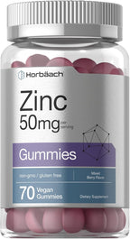 Horbäach Zinc Gummies | 50mg | 70 Count | Mixed Berry Flavor | Vegan, Non-GMO, Gluten Free Formula