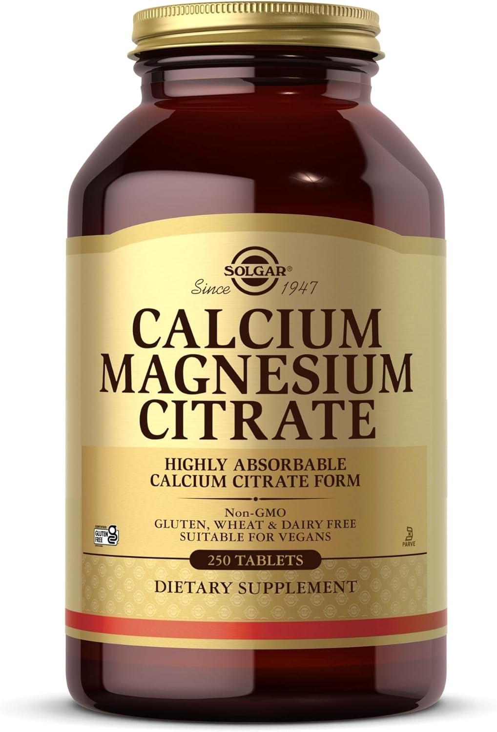 Solgar Calcium Magnesium Citrate, 250 Tablets - Supports Healthy Bones & Teeth - Musculoskeletal & Nervous System Support - Highly Absorbable - Non-GMO and Vegan - 50 Servings