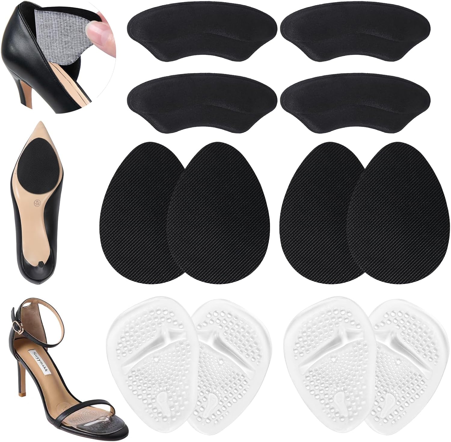 6 Pairs Heel Pads for Women - Non-Slip & Pain-Relief, Breathable Heel Grips & Cushioned Inserts for Loose Shoes/High Heels/Boots, Fits Most Footwear
