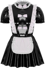 YiZYiF Mens Sissy Wet Look Lace French Maid Bodysuit Roleplay Cosplay Lingerie Costumes Leotard