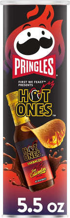 Pringles Hot Ones Los Calientes Potato Crisps Chips, Barbacoa, Spicy Snacks, Hot Sauce Inspired, 5.5oz Can (1 Can)