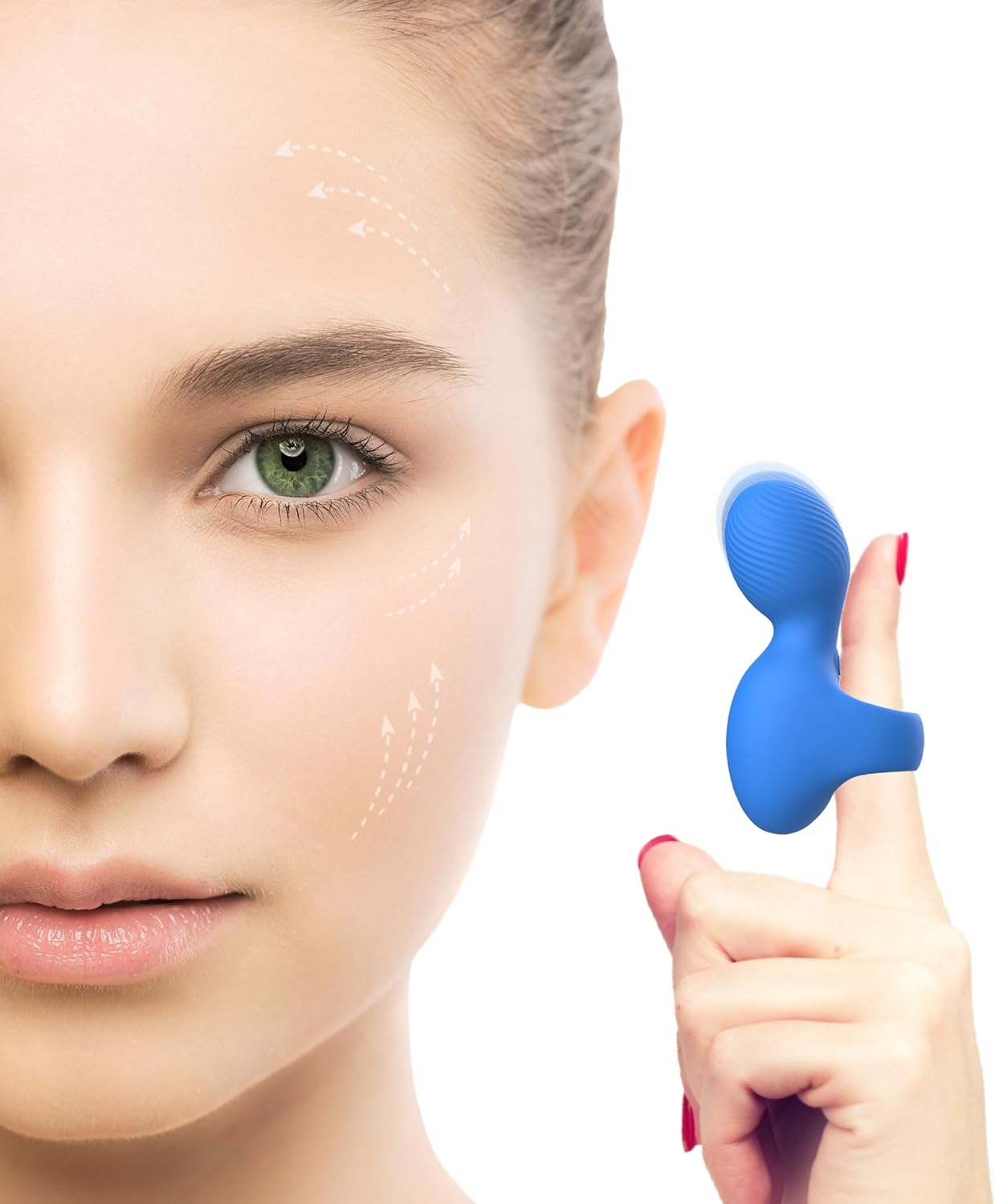 Multifunctional Silicone Waterproof Face & Eye Massage Tool, Portable Handheld Massager, Mini-Ring Powerful Eye, Jaw, Finger and Body Massager, Relieves Facial Muscle Fatigue and Pain - Blue