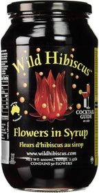 Wild Hibiscus Flowers in Syrup | 50 Edible Flowers Per Jar | Perfect as a Champagne Garnish | 100% Natural, Kosher, Pareve | Use Syrup and Flowers for Desserts and Cocktails, 2.5 lbs