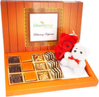 Ghasitaram Gifts Valentines Gift for Girlfriend/Boyfriend/Husband and Wife - Valentine Sweets Sweetheart Special Delights Box and 2 Teddies