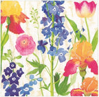 Caspari Summer Garden Paper Luncheon Napkins in White, Two Packs of 20