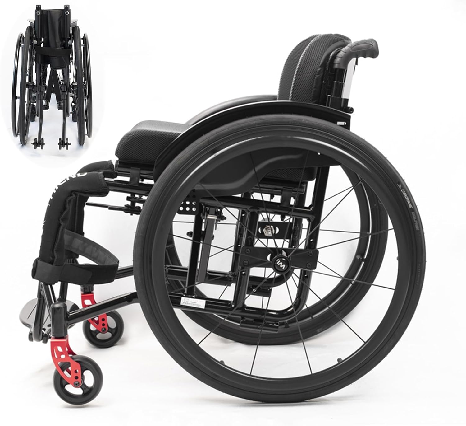 Folding Sports Portable Wheelchairs,Transport Wheelchair,Manual Wheelchair,Aluminum Alloy Wheelchair,Lightweight Wheel Chair For Adults,Quick Release Rear Wheels,Anti-Tip Wheels(Size:Seat width 42cm/1