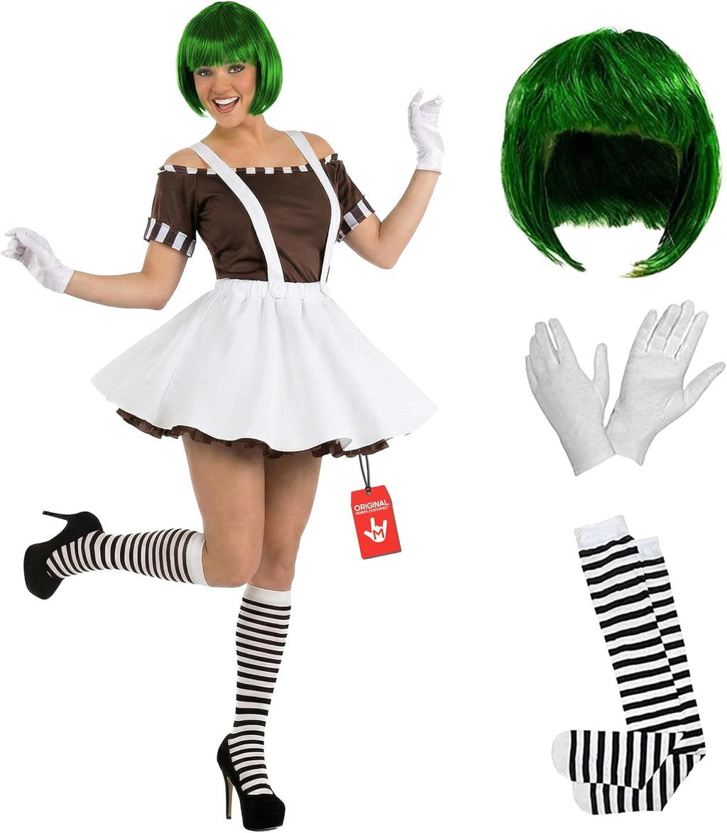 fun shack Womens Chocolate Factory Costume, Book Character Costumes for Adults, Womens Halloween Costumes