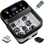 Foot Spa Electric Rotary Massage, with Touchscreen Pro Color Display, Collapsible Foot Bath with Heat, Bubble,Remote Control, Adjustable Temp Control, and 24 Motorized Shiatsu Massage Balls (Black)