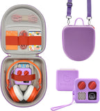 Silicone Cover and Travel Case Compatible with Yoto Mini with Headphones, Hard Carrying Case with Shoulder Strap and Adventure Jacket Accessories Set for Yoto Mini, Lavender