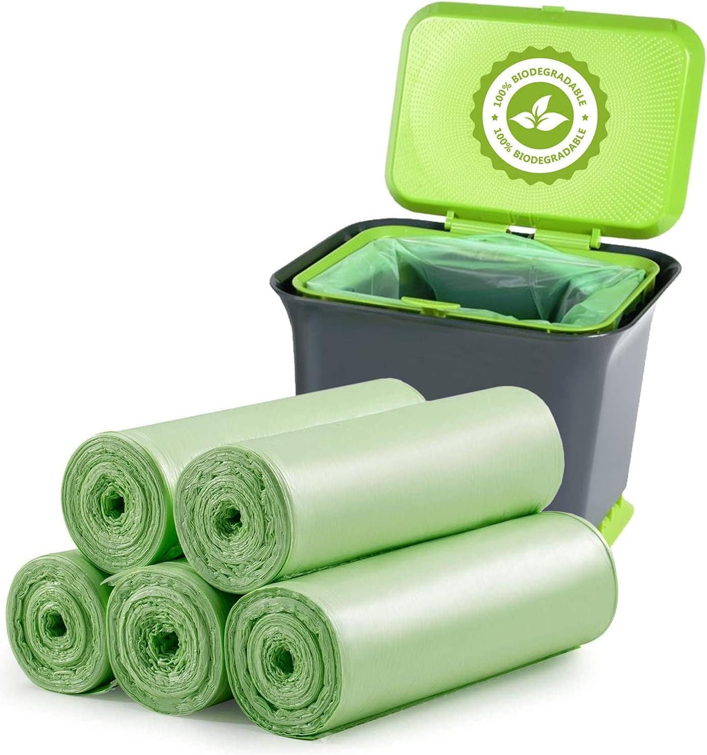 Small Trash Bags 1.2 Gallon - 120 Counts Bathroom Trash Bags Mini 5L Garbage Bags Biodegradable Food Waste Bags Compost Strong Bin Liner Recycle Rubbish Bag for Home Kitchen Office Pet, Green