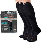 Copper Fit® Energy Compression Socks (3 Pack) | Easy On, Off | Circulation & Swelling Relief | Ideal for Travel, Nurses, Running, & Recovery | Men & Women