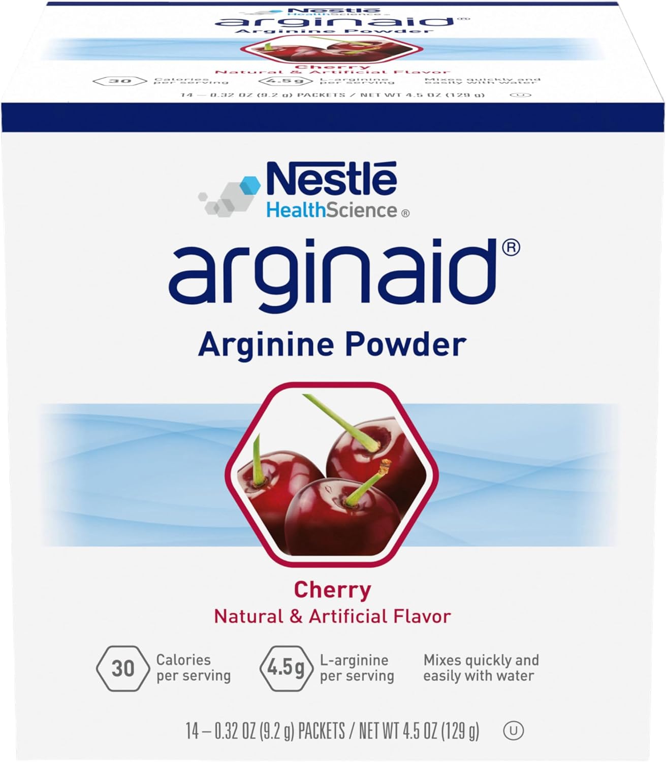 Arginaid Arginine Powder, Drink Mix Formula with 4.5g L-arginine Per Serving, Vitamin C & Vitamin E, Cherry Flavor, 0.32 Ounce, Pack of 56