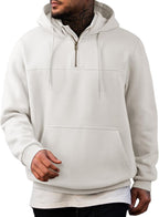 JMIERR Mens Casual Cotton Hoodies Drawstring Quarter Zip Pullover Sweatshirts