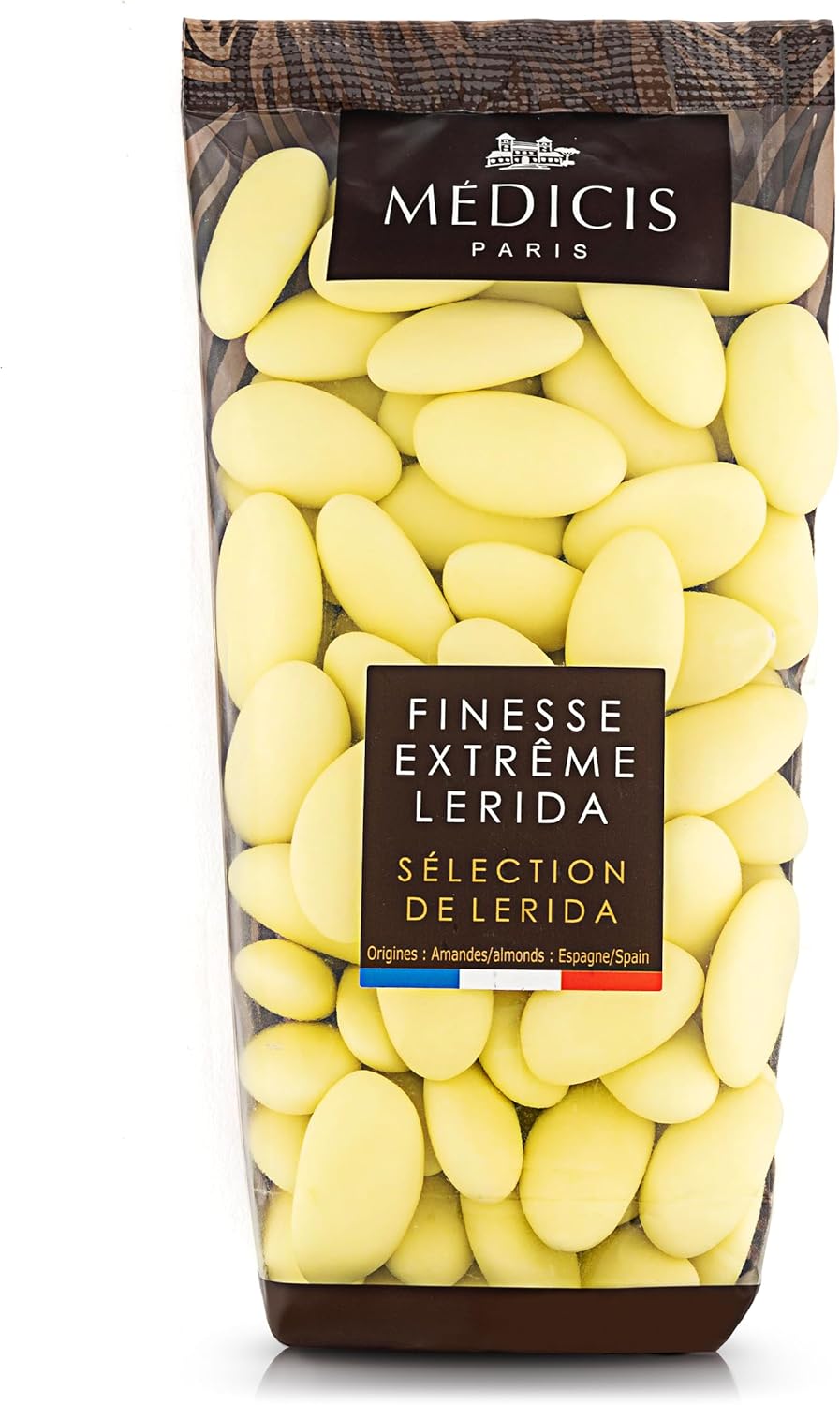 Medicis Premium Candied Almond Dragees (French Jordan Almonds) Sugar Coated Candies Ideal as a Party Favor for Weddings and Baby Showers, 75 Count Bag 8.8oz, Yellow