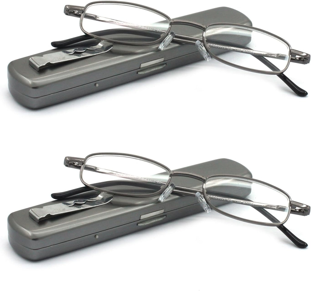 Lightweight Portable Metal Reading Glasses with Pocket Case for Men Women