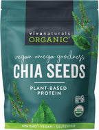 Viva Naturals Organic Chia Seeds, 1 lb, 16 Oz – Plant-Based Omega-3 and Vegan Protein, Gluten Free & Non-GMO, Perfect for Smoothies, Salads & Chia Pudding