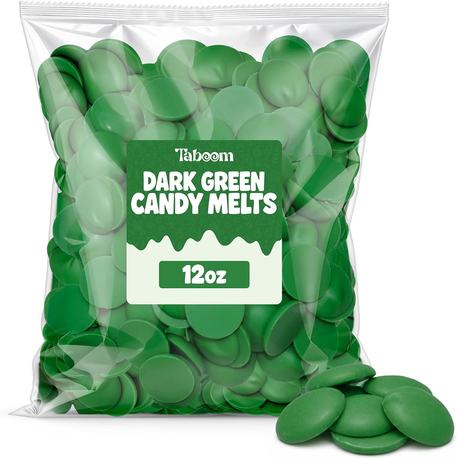 Dark Green Candy Wafer Chocolate Melts - 12 oz Vanilla Flavored Smooth Melting Candy Coating for Dipping, Drizzling, Molding & Decoratin - Baking, Holiday & Party Treat Supplies