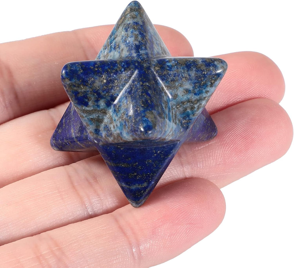 Natural Lapis Lazuli Merkaba Crystal Protection Sacred Meditation Energy Generator Healing Chakra Six-Pointed Star 1 Inch