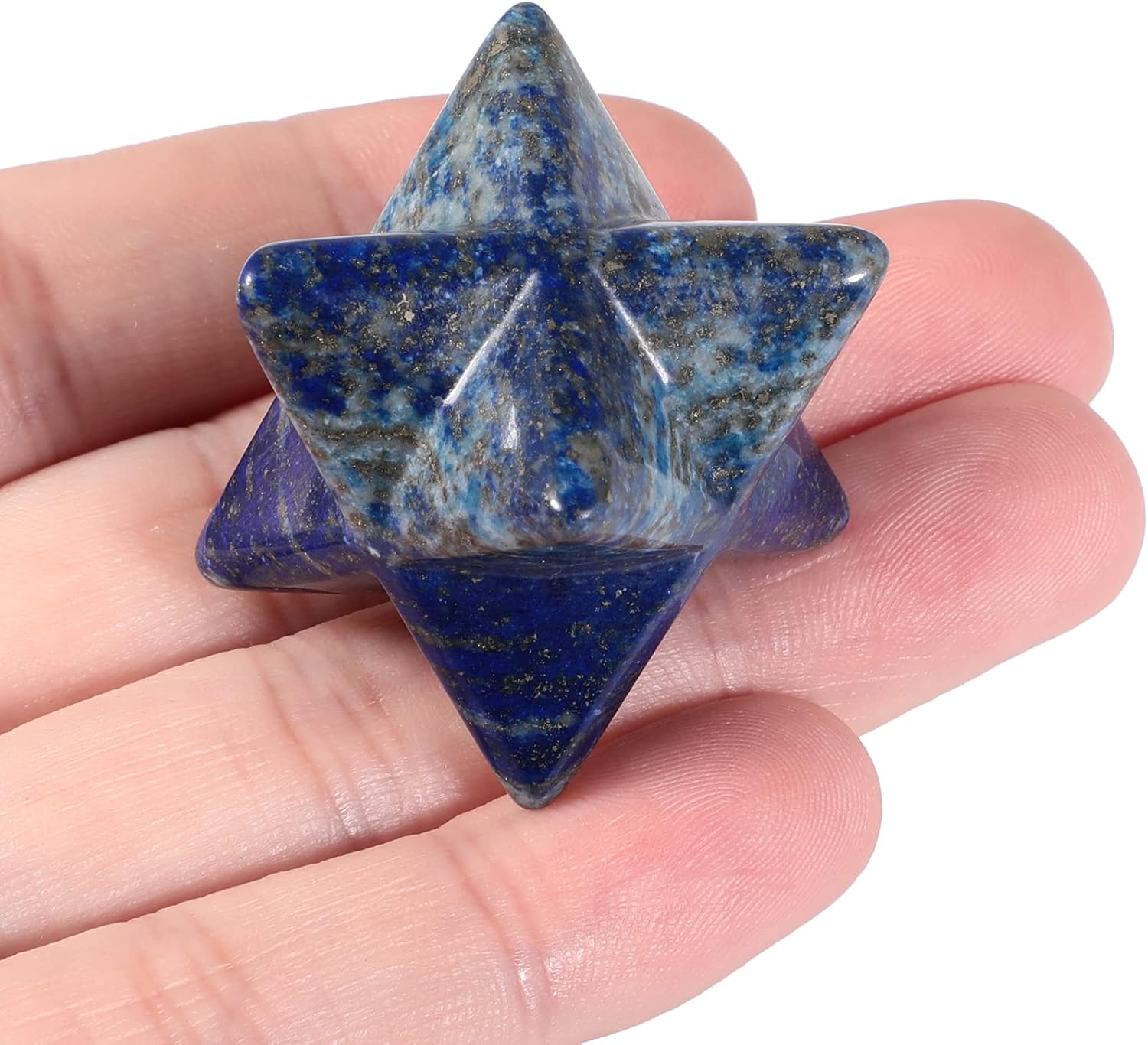 Natural Lapis Lazuli Merkaba Crystal Protection Sacred Meditation Energy Generator Healing Chakra Six-Pointed Star 1 Inch