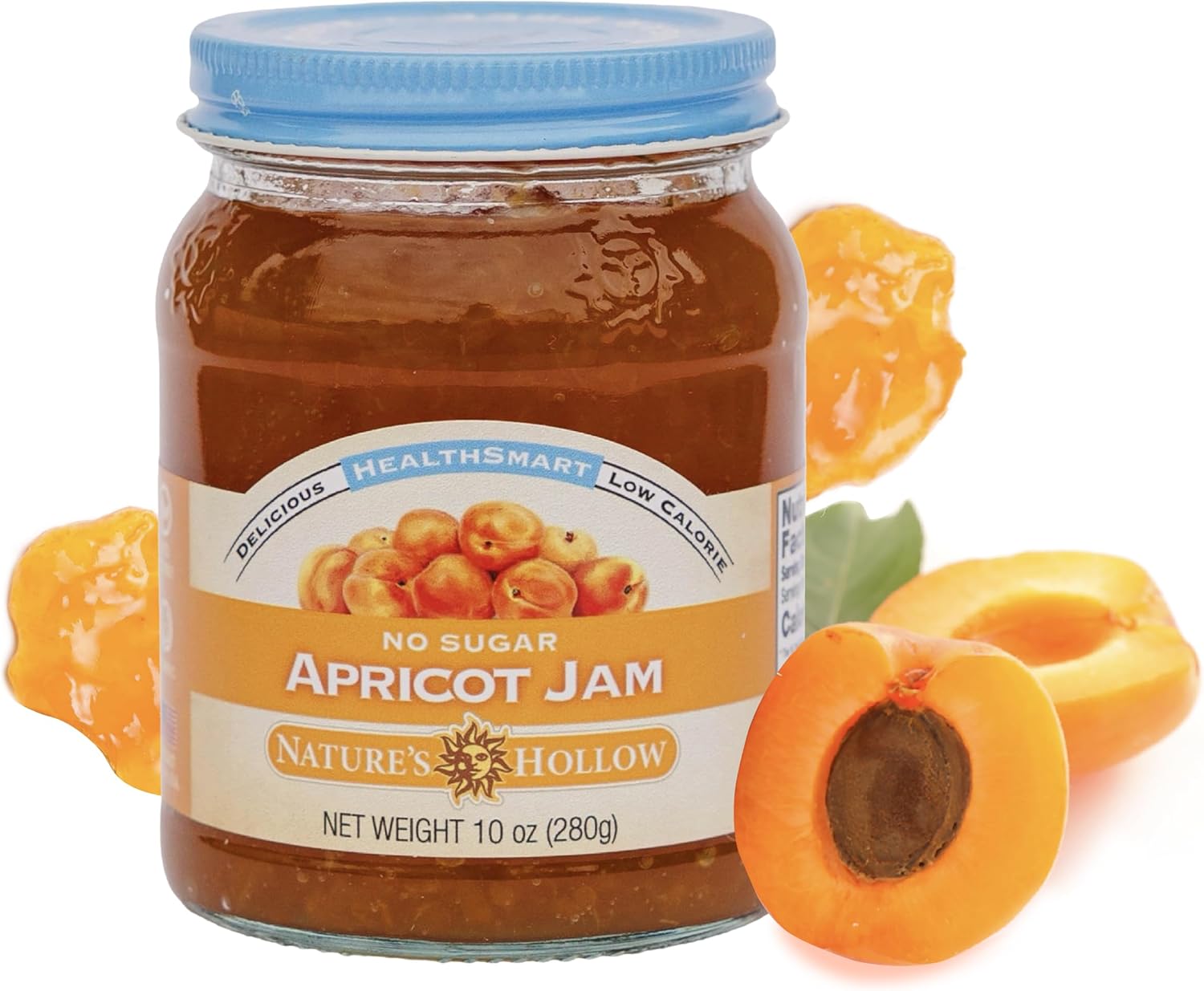 Nature's Hollow Apricot Jam: Sugar Free Jam and Preserves, Low Cal, Non GMO, Keto Jam, Vegan, Gluten Free, and Diabetic Friendly - Sugar Free Jelly - 10oz