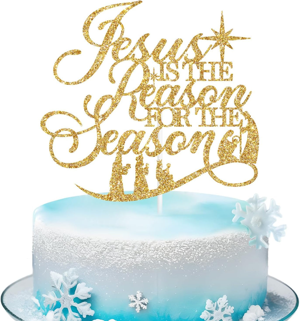 Jesus is the Reason for the Season Cake Topper, Merry Christmas, Happy Birthday Jesus, Christmas Holiday Party Decorations