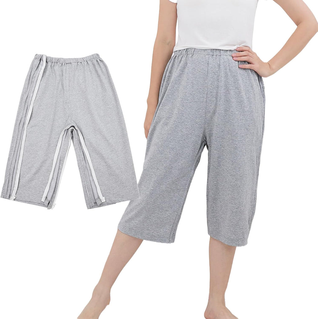 Unisex Fracture Pants,Bedridden Patient Clothing,Disability Clothing,Zippers Full Open Adult crotchless pants
