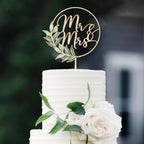 Mr & Mrs Cake Topper Greeny Wedding Cake Topper in Wood (Design 02)