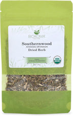 Biokoma Organic Southernwood Dried Herb 50g 1.76oz Loose Artemisia abrotanum Digestive Calming Botanical Insect Repellent USDA Organic Herbal Tea Resealable Pouch Pure No Preservatives No GMO Kosher