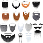Waydress 16 Pieces Fake Mustache Beards Halloween Costume Accessories Funny False Beards Fake Whisker Mustache with Adjustable Elastic Rope for Old Man Jesus Cosplay Party