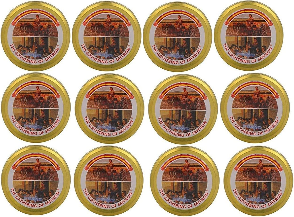 The Gathering of Saffron Brand Saffron, 2 gm X 12 tins Pure Spanish, Imported by Aiva Products With 2D Barcode