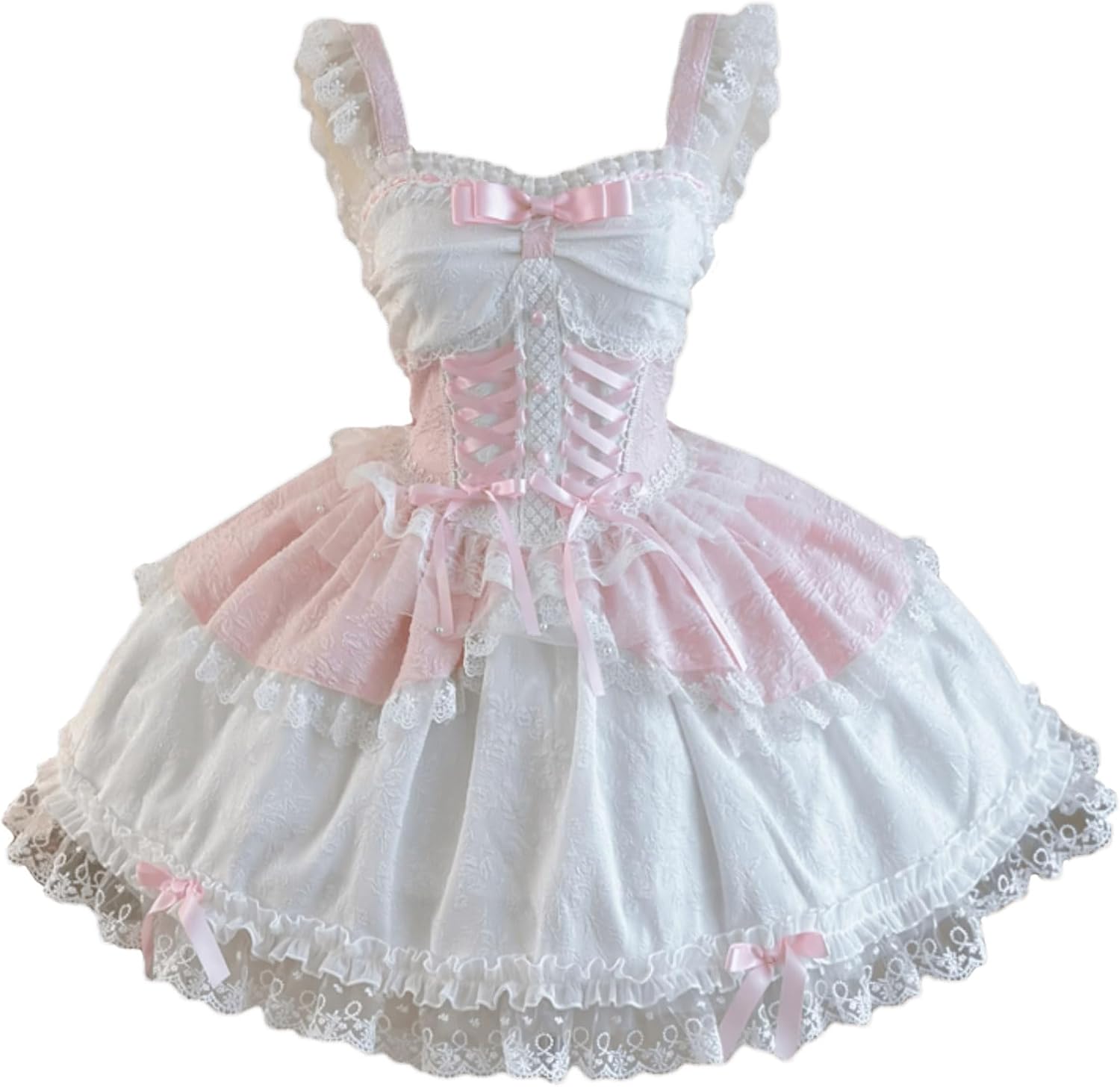 Lolita Sleeveless Short Dress Teens Cute Lace Decor Graduation Cocktail Princess Halloween Party Juniors Dresses
