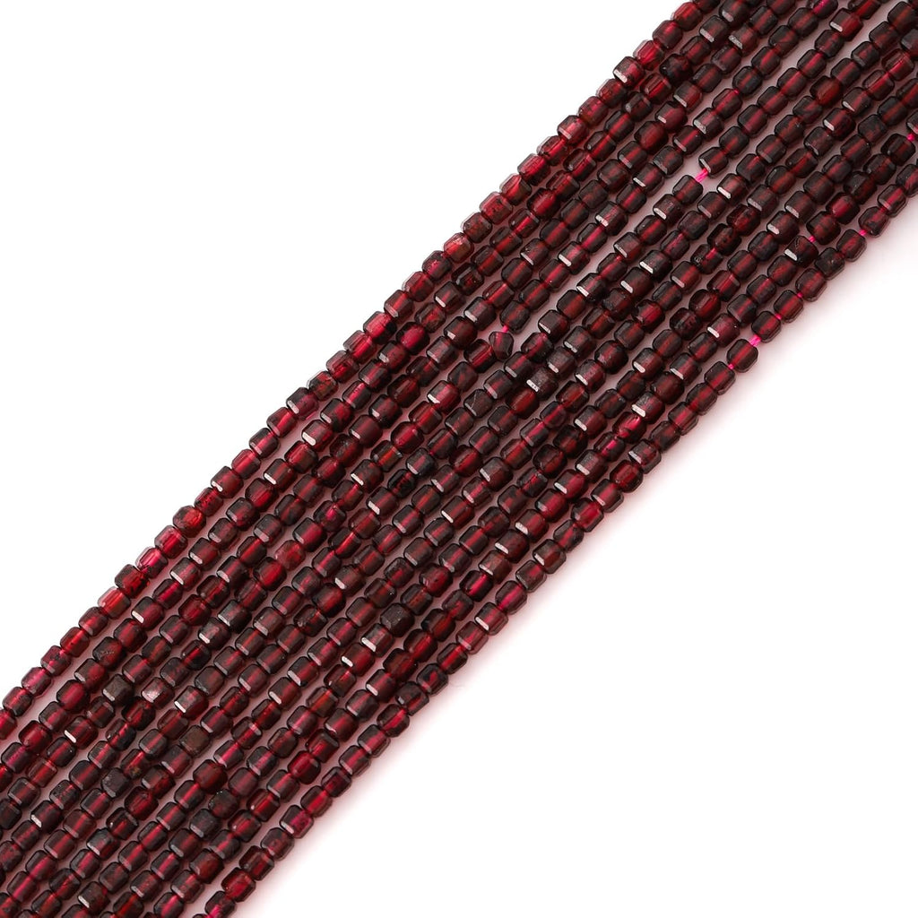 Faceted Natural Dark Red Garnet 2-3mm Cube Square Loose Beads Gemstone Small Loose Beads Healing Crystal Energy Stone for DIY Jewelry Making 15"