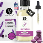 Dolce Flav Natural Lavender Extract – 2 Ounce Oil-Soluble Kosher, Sugar-Free, Concentrated Floral Lavender Flavoring for Baking, Chocolates & Desserts, Includes Measured Dropper