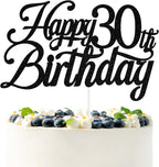 Black Glitter Happy 30th Birthday Cake Topper, Rip Twenties/Cheers to 30 Years/Dirty Thirty/Talk Thirty to Me, 30th Birthday Party Decorations Supplies
