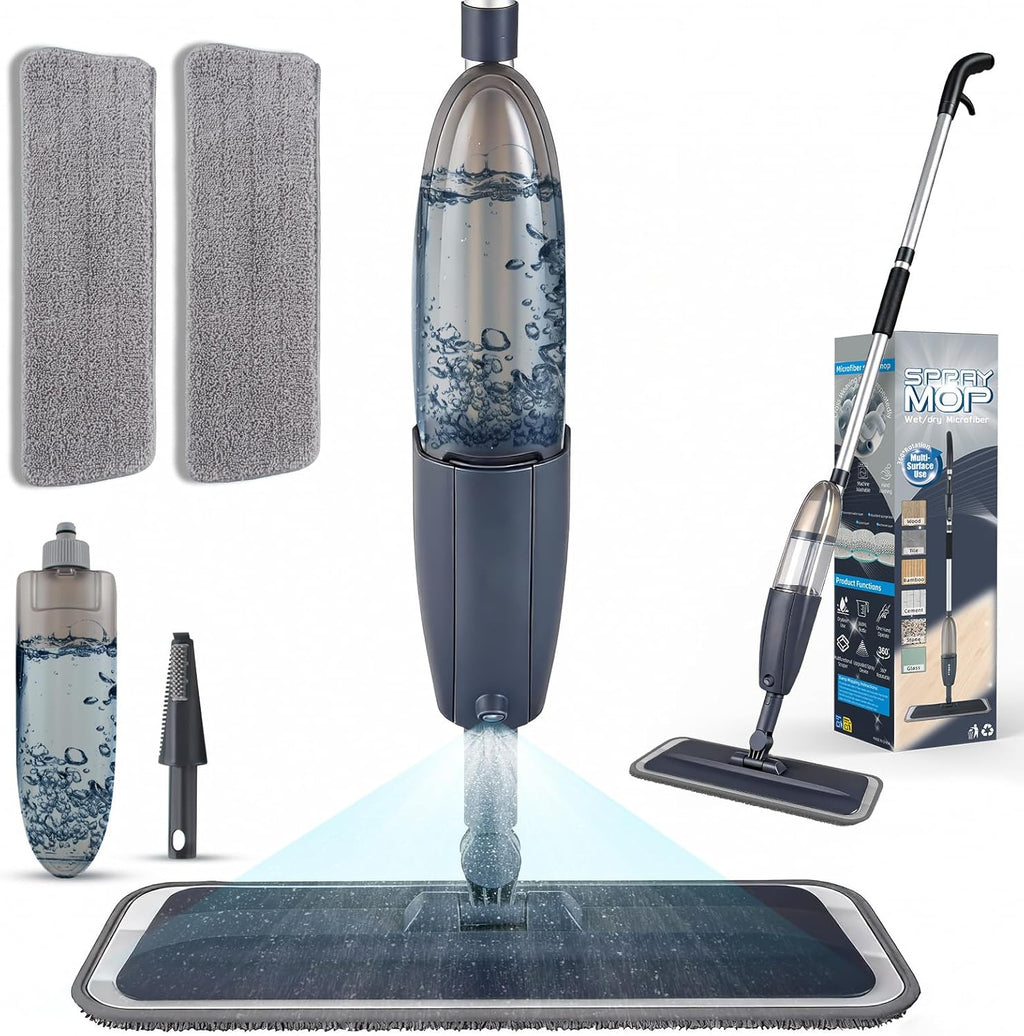 Spray Mop for Floor Cleaning with 360° Rotation - Multi-Surface Floor Cleaner for Wet/Dry Mopping Lightweight Handle for Kitchen Bathroom Hardwood&Tile Floors